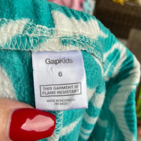 Gap Girls Pajama Pants Size‎ 6 Teal Cream Zebra Stripe Print Lounge Fleece - Picture 4 of 5